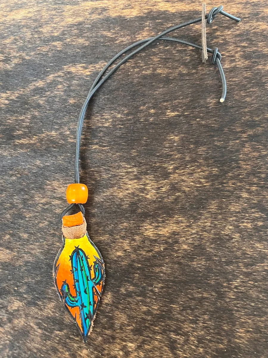 Hand Painted Leather Feather Rope Holders