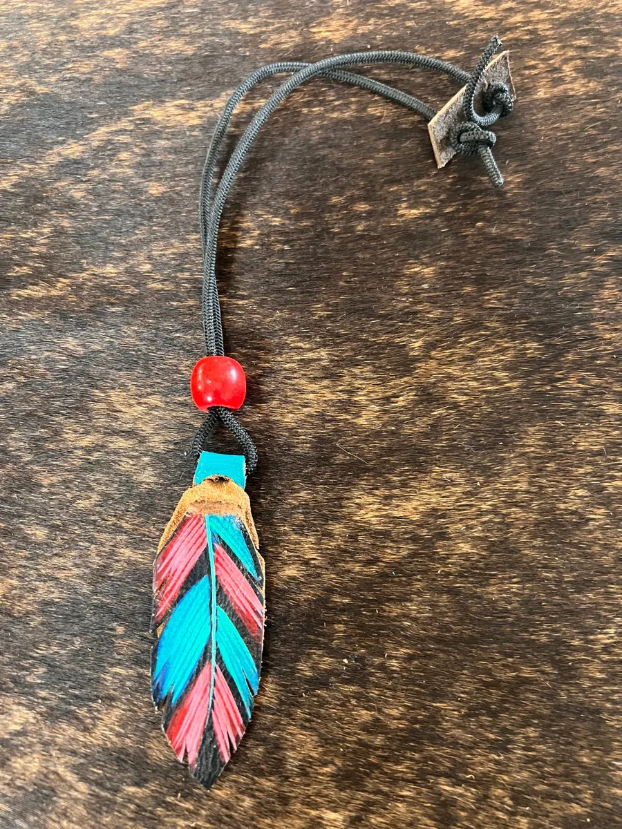 Hand Painted Leather Feather Rope Holders