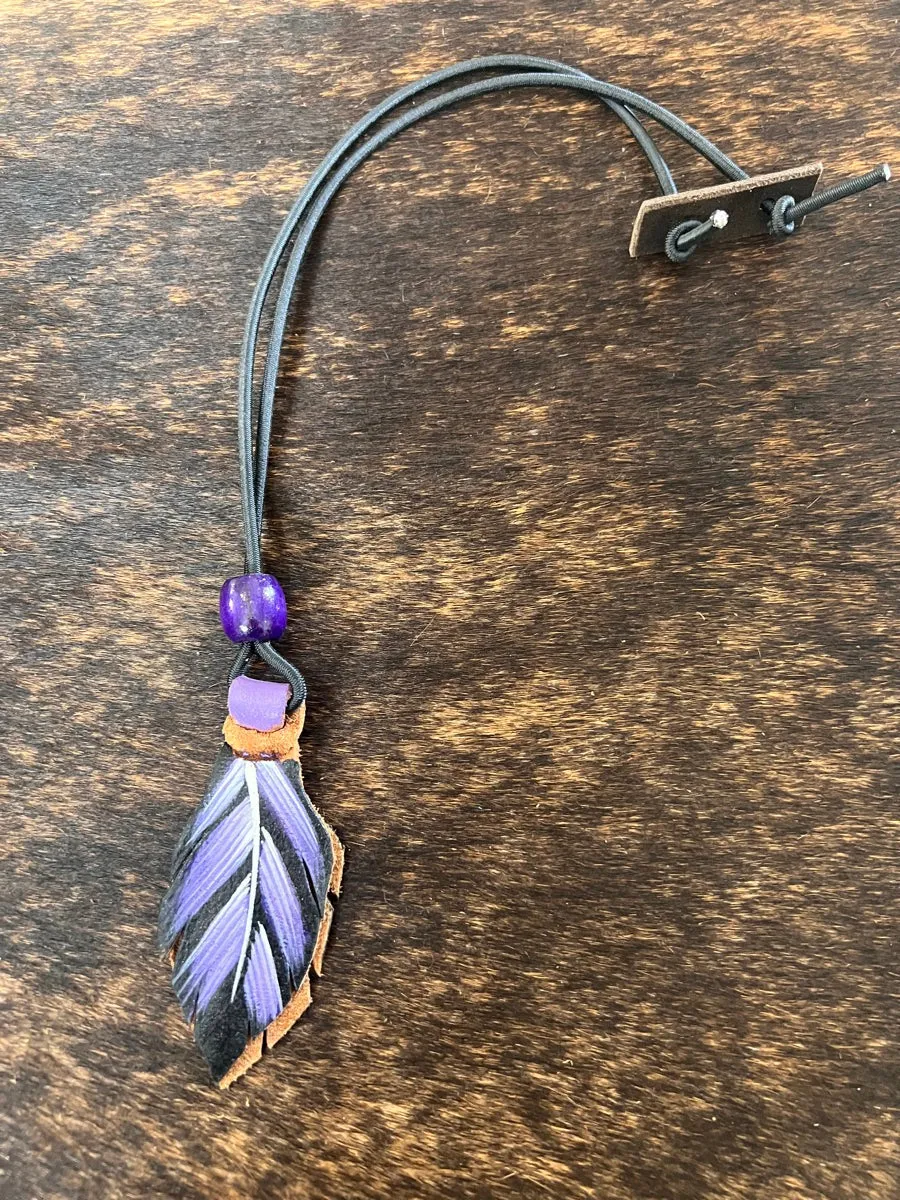 Hand Painted Leather Feather Rope Holders