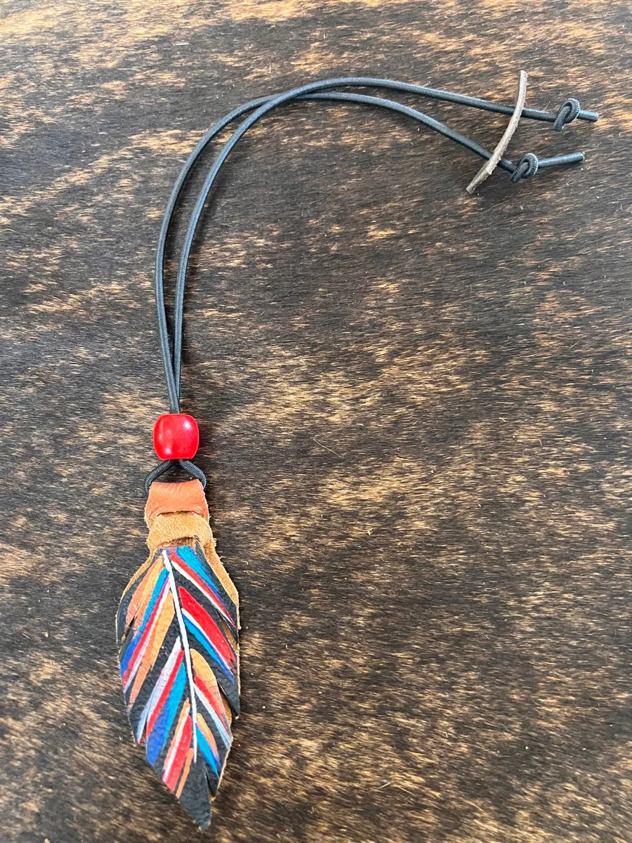 Hand Painted Leather Feather Rope Holders