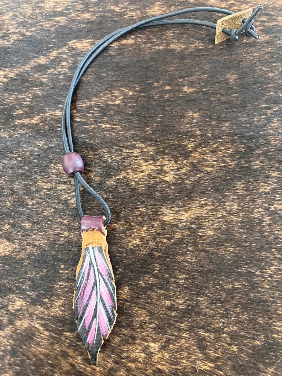 Hand Painted Leather Feather Rope Holders