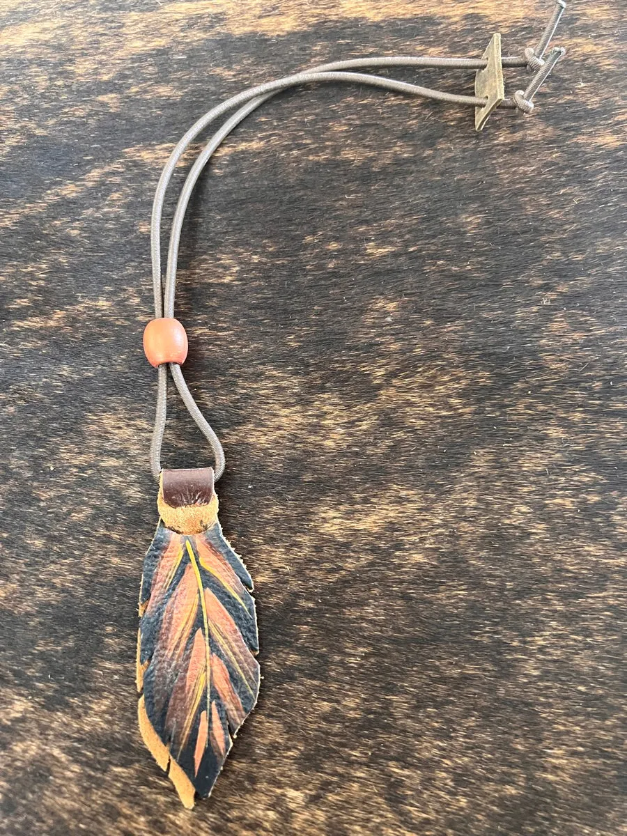 Hand Painted Leather Feather Rope Holders