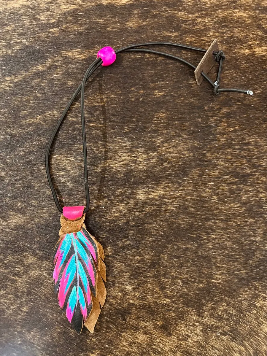 Hand Painted Leather Feather Rope Holders