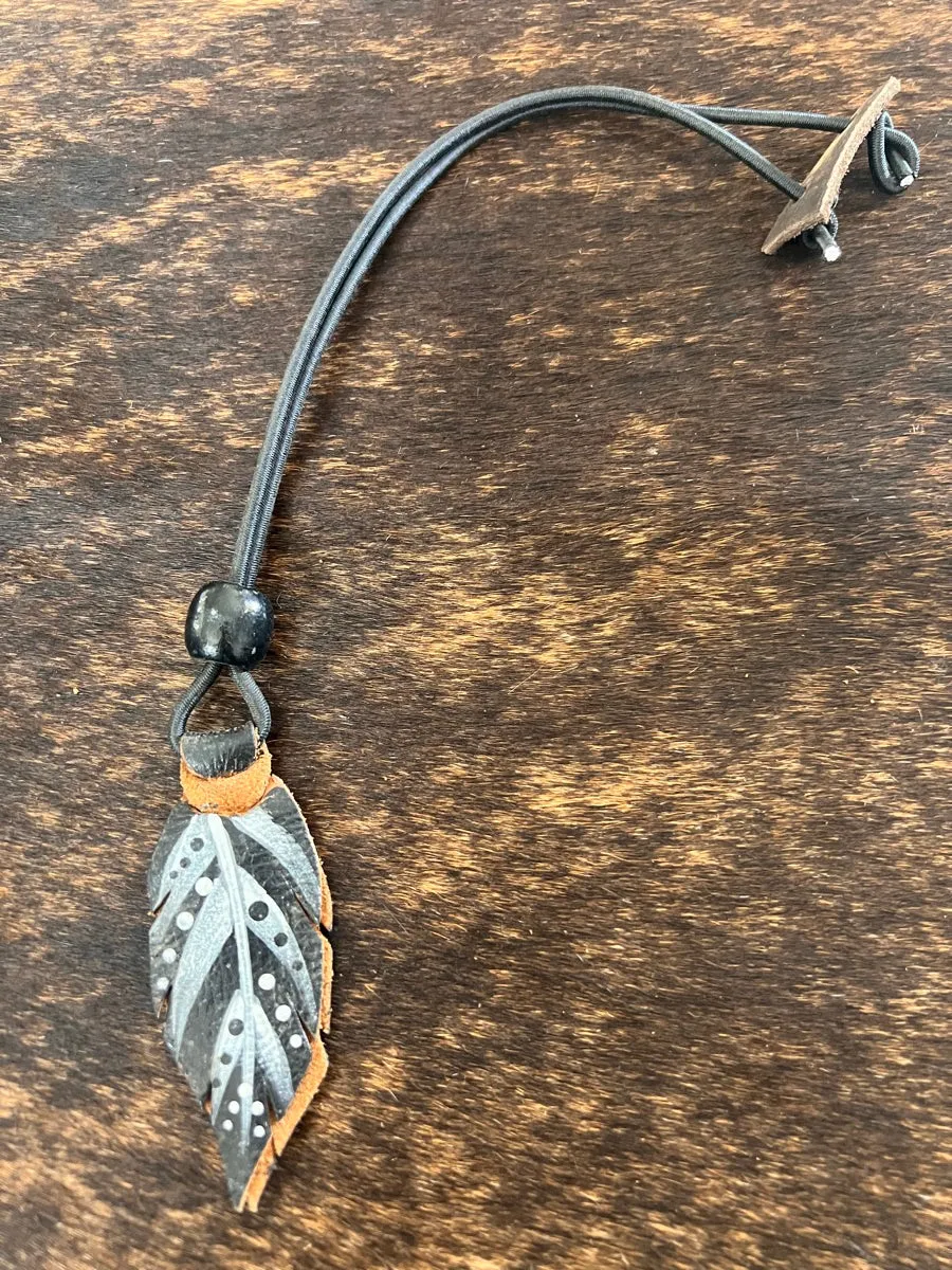 Hand Painted Leather Feather Rope Holders
