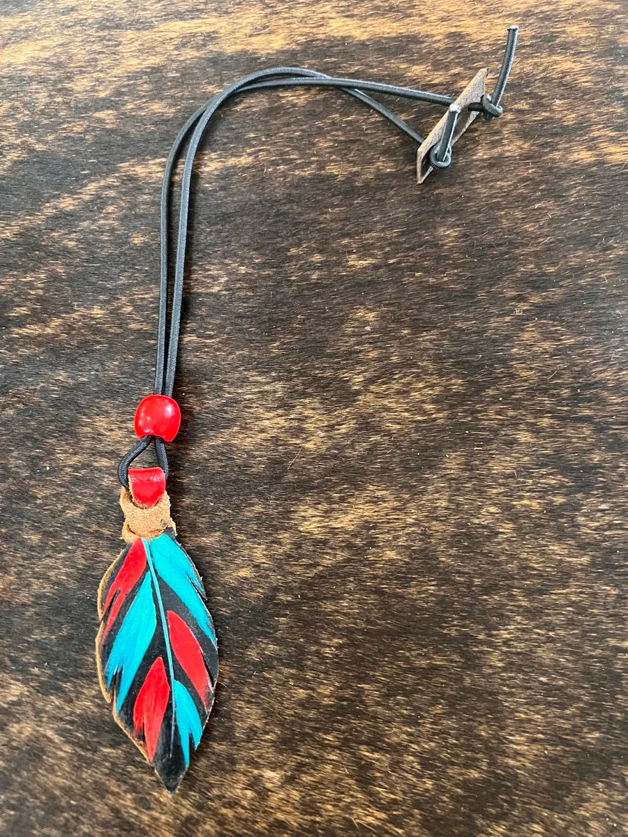 Hand Painted Leather Feather Rope Holders
