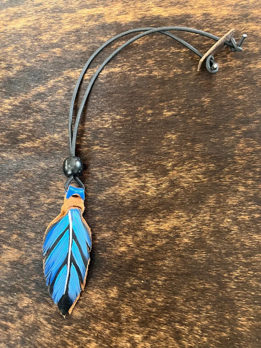 Hand Painted Leather Feather Rope Holders