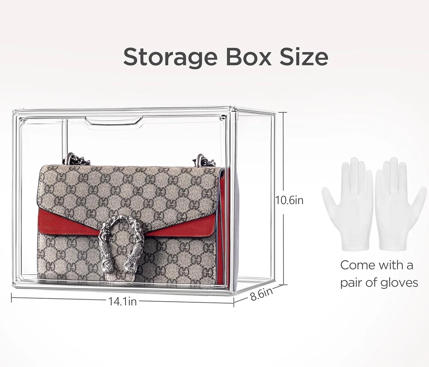 HBlife 8 Pack Purse Storage Organizer for Closet, Large Clear Stackable Handbag Display Case Box with Magnetic Door for Collectibles, Cosmetics, Women Heels and Toys