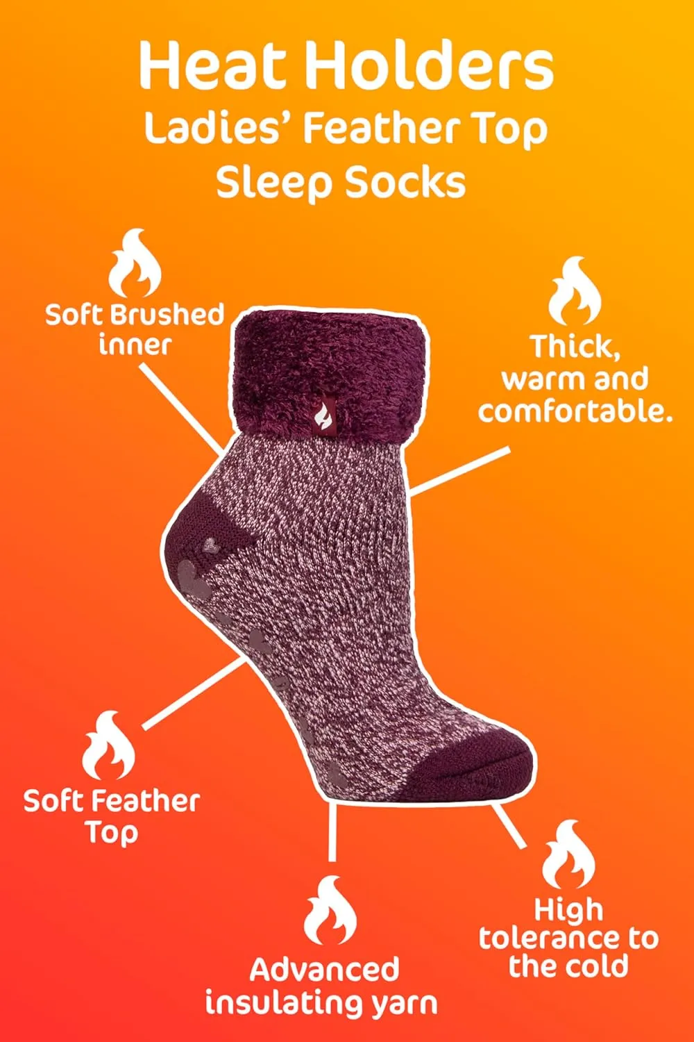 HEAT HOLDERS - Lounge Thermal Non Slip Bed Socks With Grip for Women
