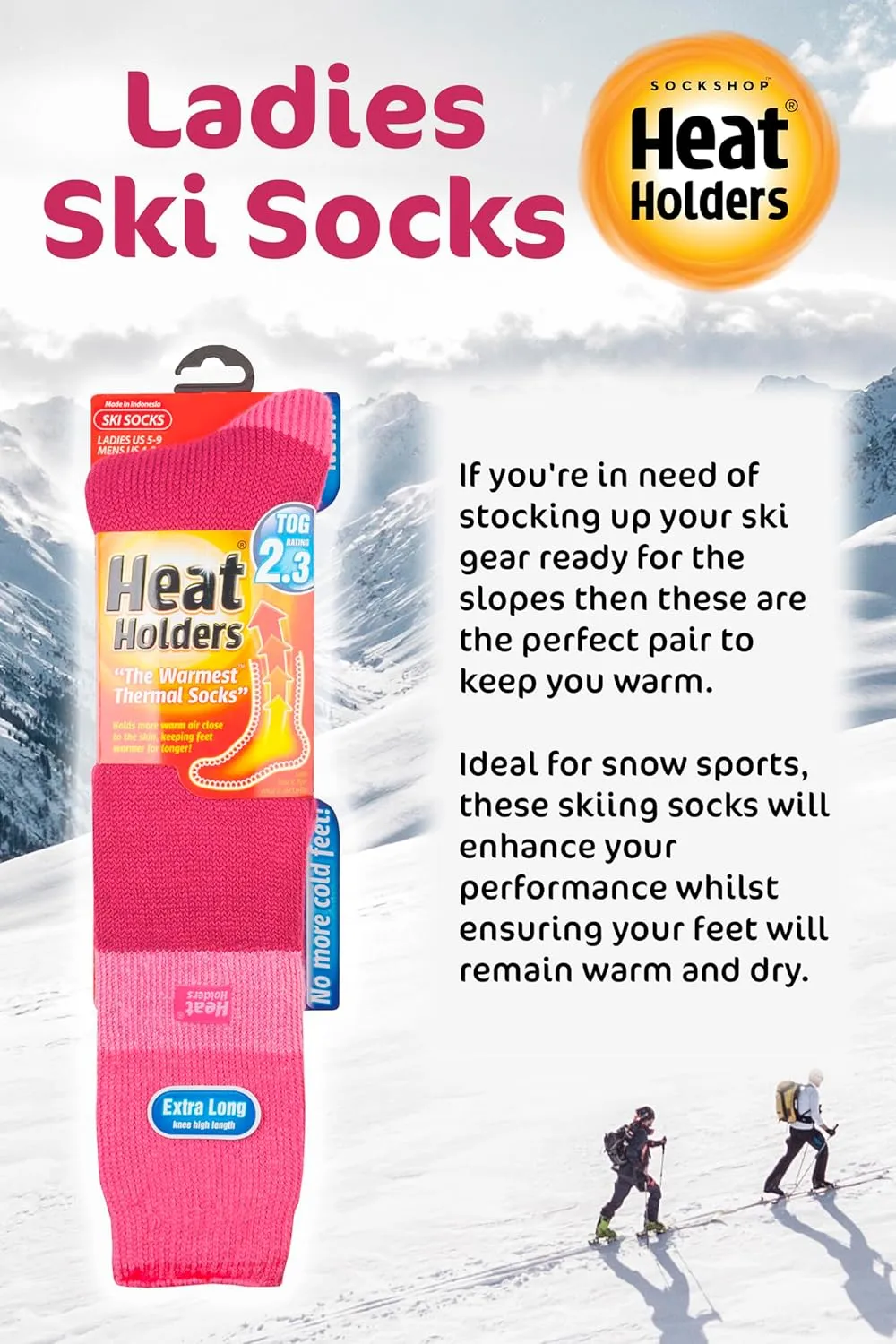 HEAT HOLDERS Women's Thermal Long Ski Socks Size 5-9 US
