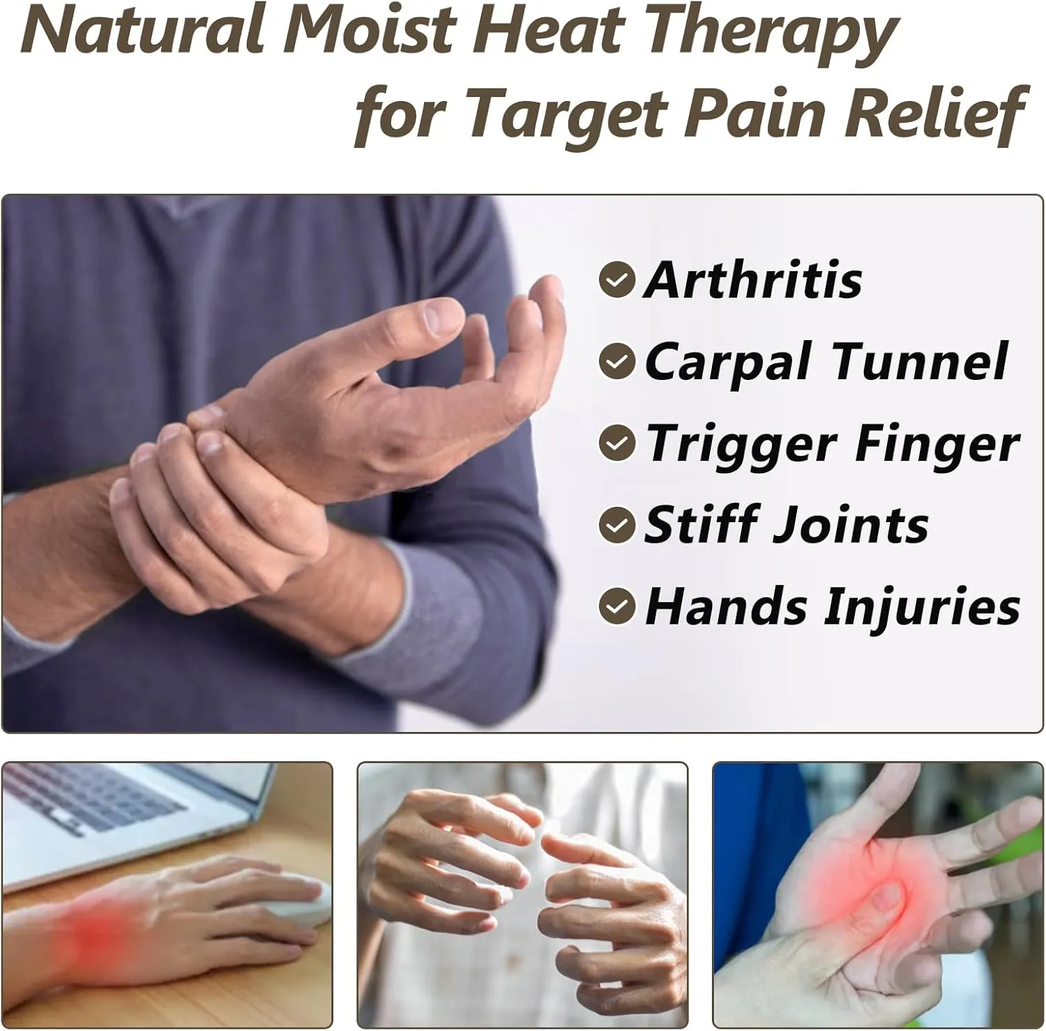 Heated Mitts for Arthritis, Microwavable Hand Warmer for Women Men in Cases of Stiff Joints, Trigger Finger, Warm Therapy Mittens Unscented Hand Muff, Grey