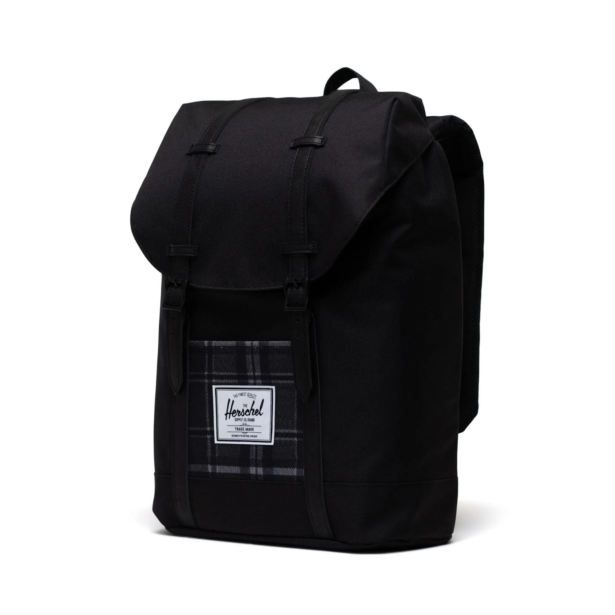 Herschel Retreat Backpack - Black/Grayscale Plaid