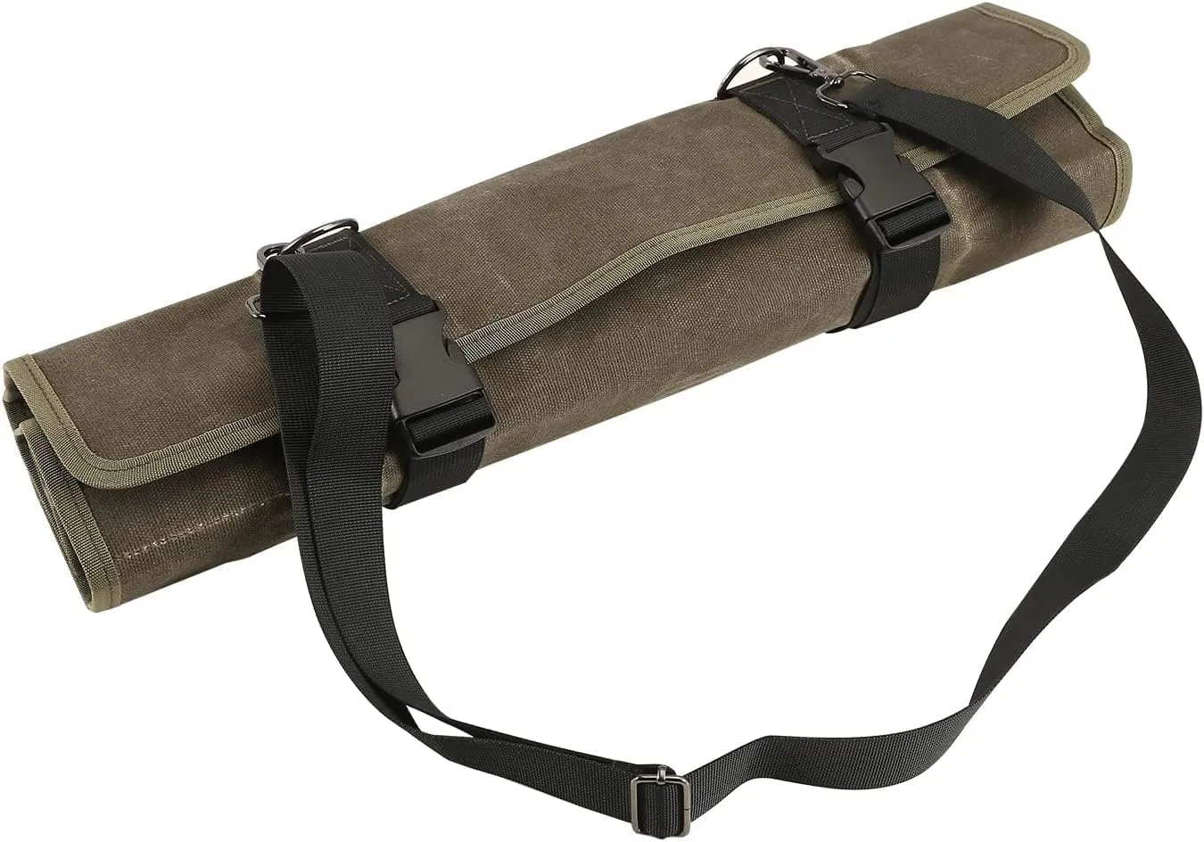HERSENT Chef’s Knife Roll Bag,Waxed Canvas Knife Cultery Carrier, Portable Chef Knife Cases,Knife Pouch Holders With 10 Slots Plus 1 Zipper Pockets Can Hold Home Kitchen Knife Tools Up To 18.8”