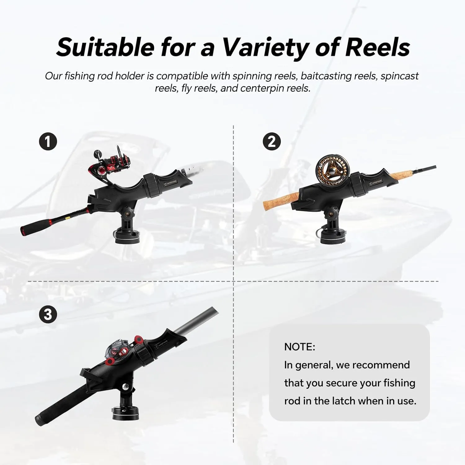 HITORHIKE Fishing Rod Holder Universal Fit Kit Allows for 360-degree Adjustment Kayak Fishing Boat Powerlock Rod Holder
