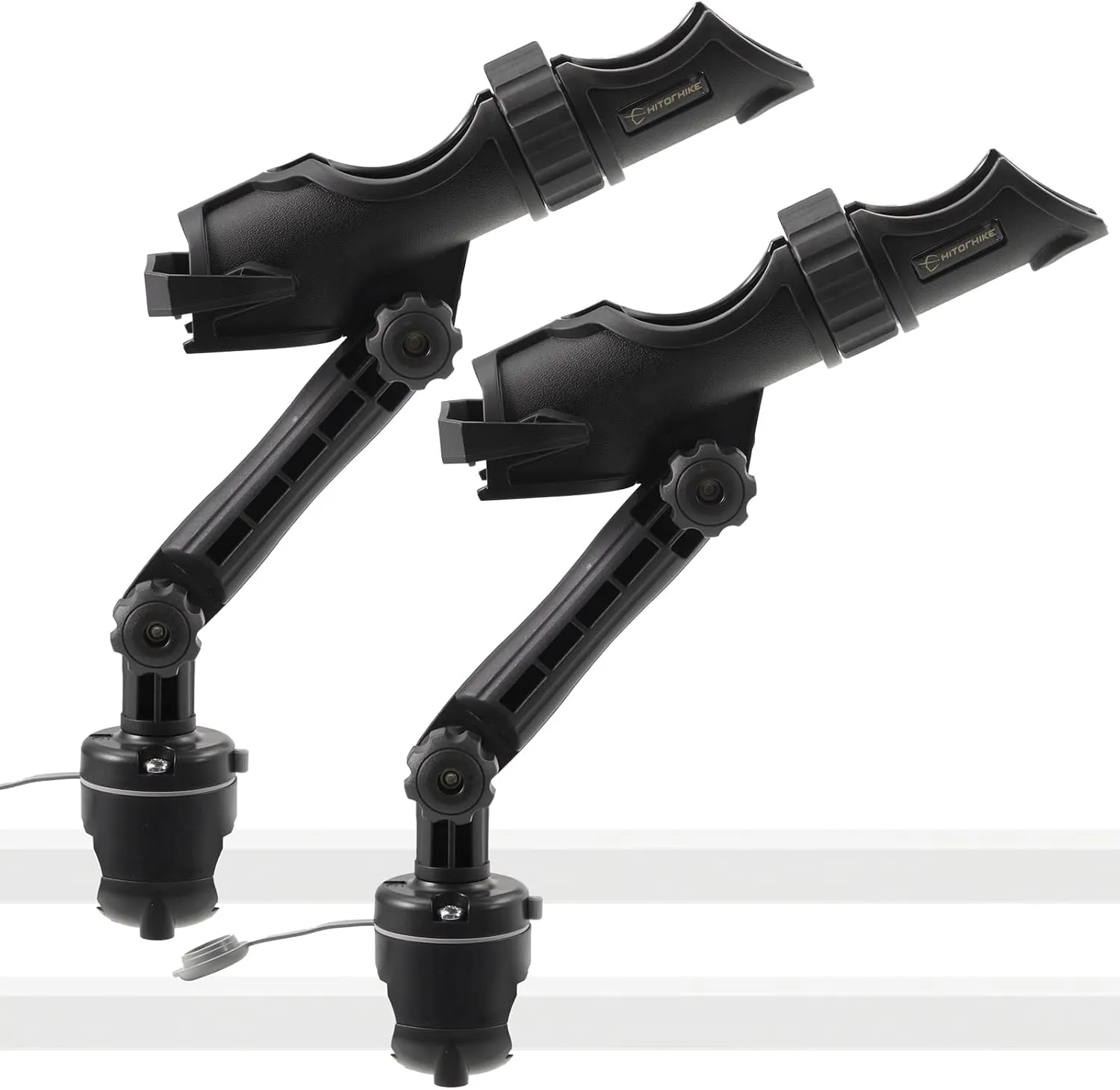 Hitorhike Kayak & Boat Fishing Rod Holder Set with Extender – Universal Reel Compatibility, 360° Adjustable, Heavy-Duty Mounts