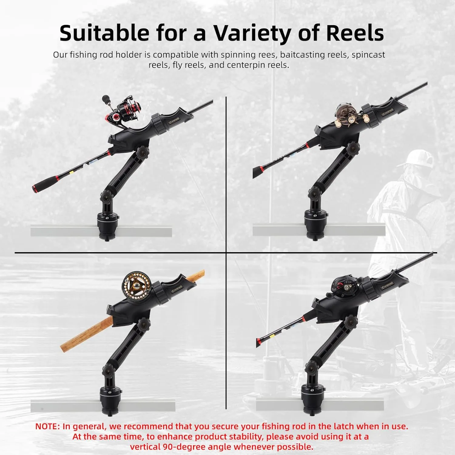 Hitorhike Kayak & Boat Fishing Rod Holder Set with Extender – Universal Reel Compatibility, 360° Adjustable, Heavy-Duty Mounts