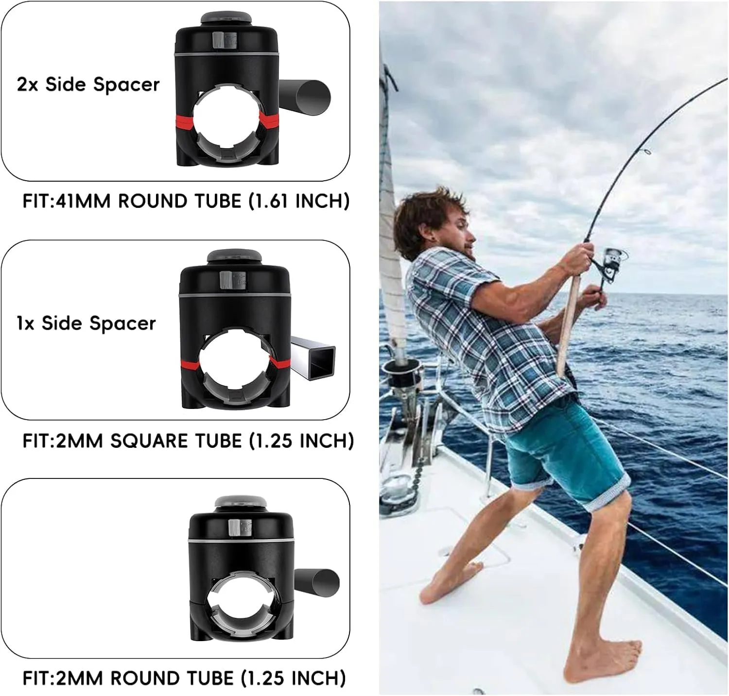 Hitorhike Kayak & Boat Fishing Rod Holder Set with Extender – Universal Reel Compatibility, 360° Adjustable, Heavy-Duty Mounts