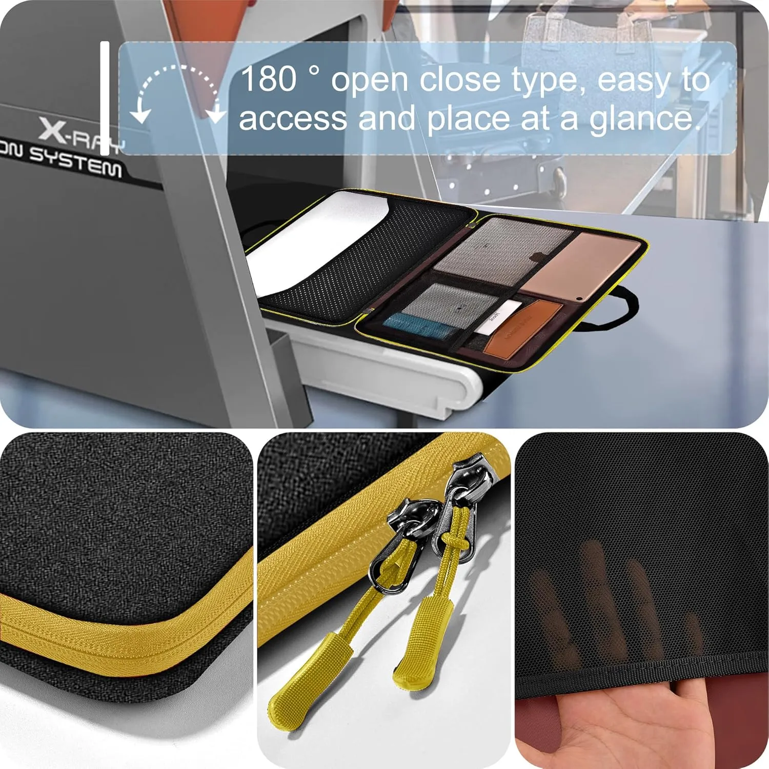 Hseok Slim Laptop Case 13-14 inch Briefcase with Small Case Compatible with MacBook Pro 14" M4/M3/M2/M1 2025-2021, 13.3" Mac Air/Pro, XPS 13/14 Most 13"-14" Notebooks,Black-Yellow