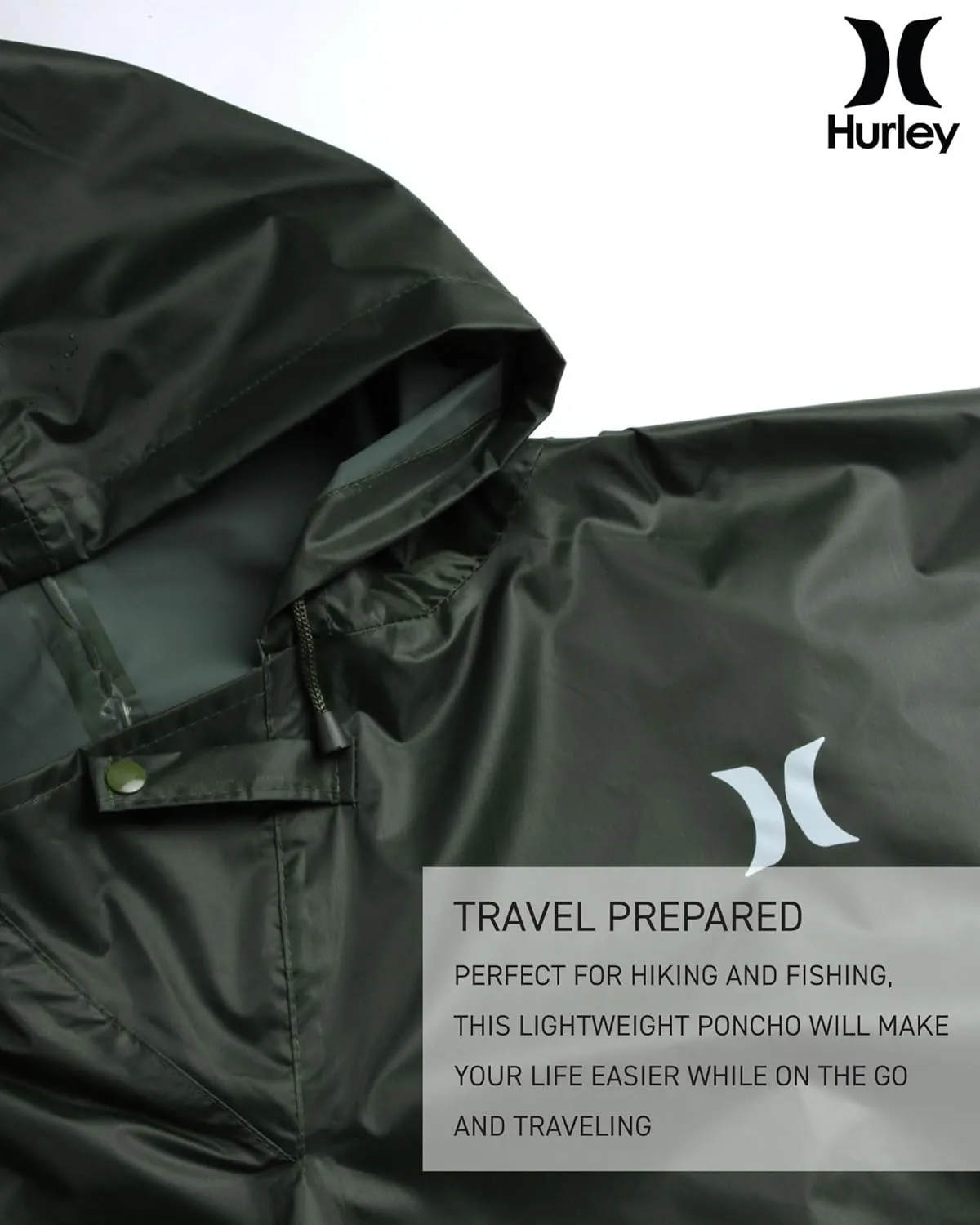 Hurley Ponchos Adult - Waterproof Rain Ponchos for Adults, Lightweight Packable Rain Poncho for Hiking, Camping & Emergency