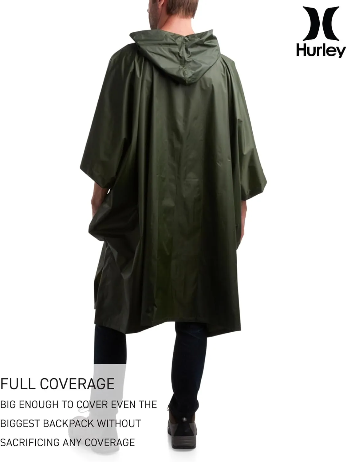 Hurley Ponchos Adult - Waterproof Rain Ponchos for Adults, Lightweight Packable Rain Poncho for Hiking, Camping & Emergency