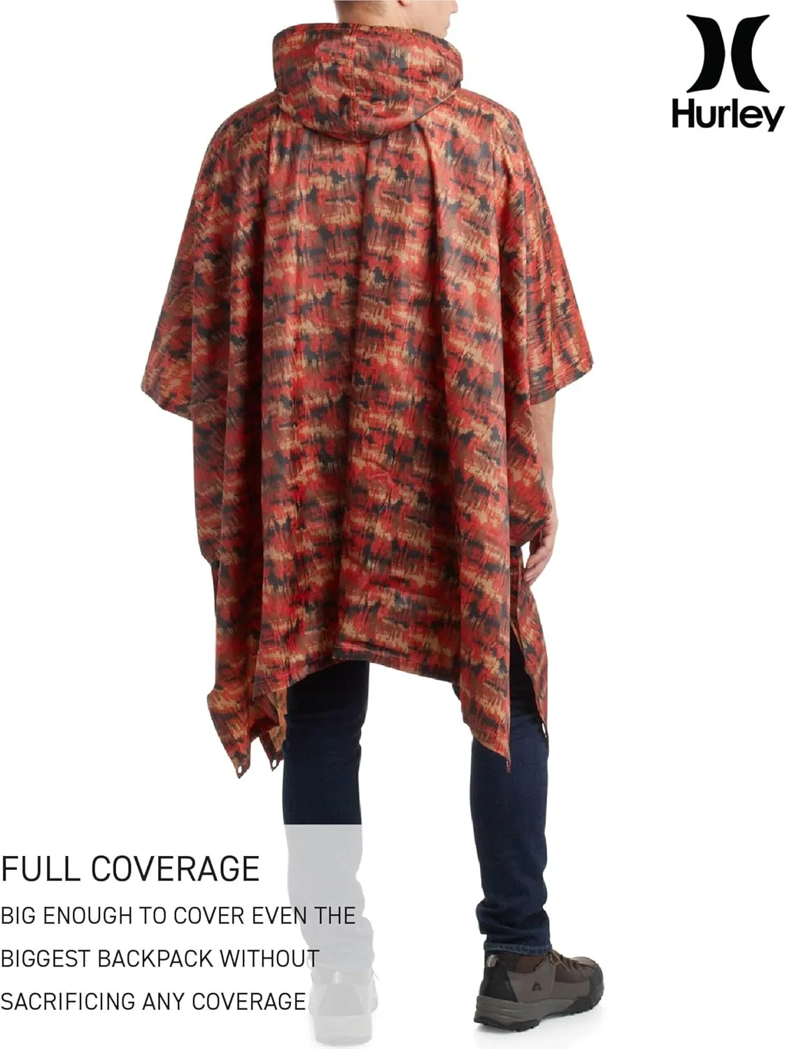 Hurley Ponchos Adult - Waterproof Rain Ponchos for Adults, Lightweight Packable Rain Poncho for Hiking, Camping & Emergency