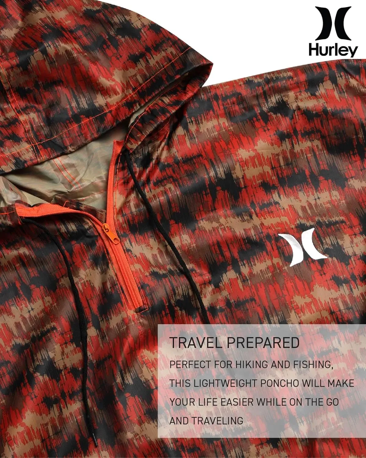 Hurley Ponchos Adult - Waterproof Rain Ponchos for Adults, Lightweight Packable Rain Poncho for Hiking, Camping & Emergency