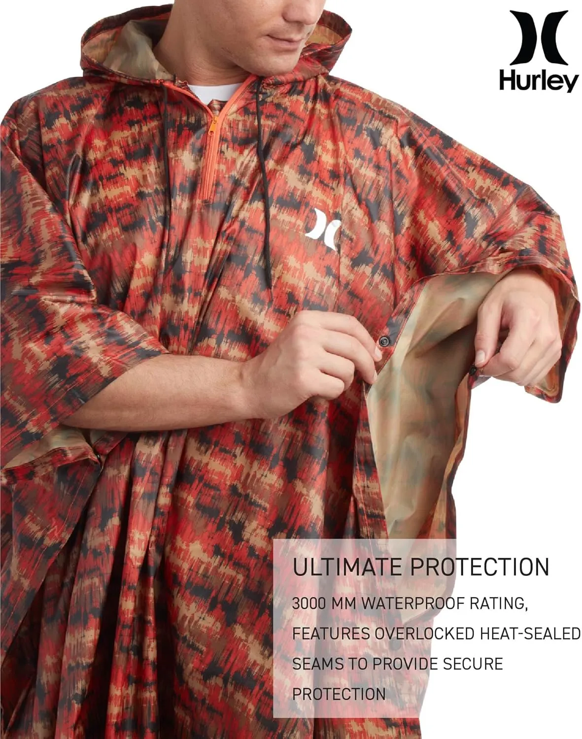 Hurley Ponchos Adult - Waterproof Rain Ponchos for Adults, Lightweight Packable Rain Poncho for Hiking, Camping & Emergency
