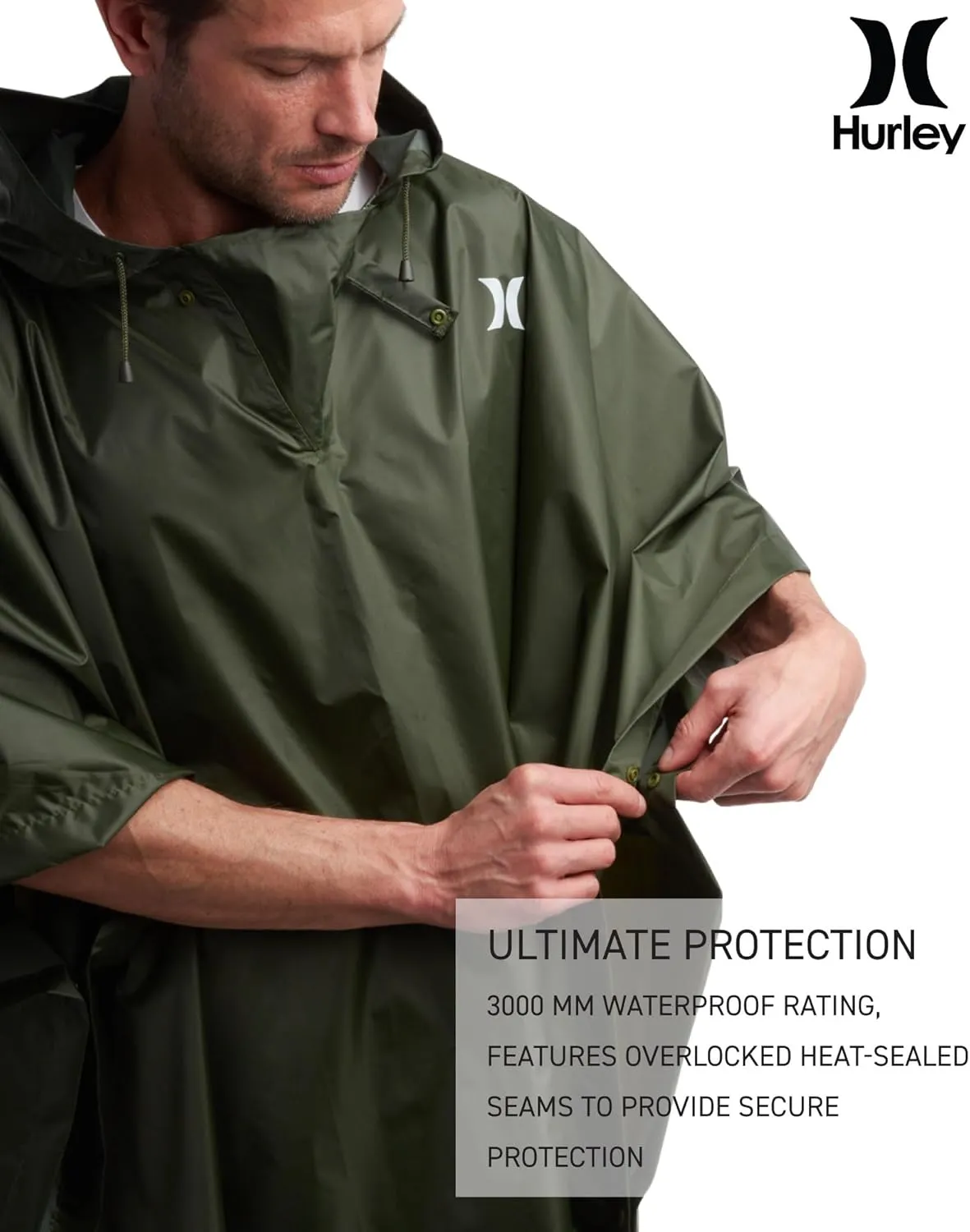Hurley Ponchos Adult - Waterproof Rain Ponchos for Adults, Lightweight Packable Rain Poncho for Hiking, Camping & Emergency