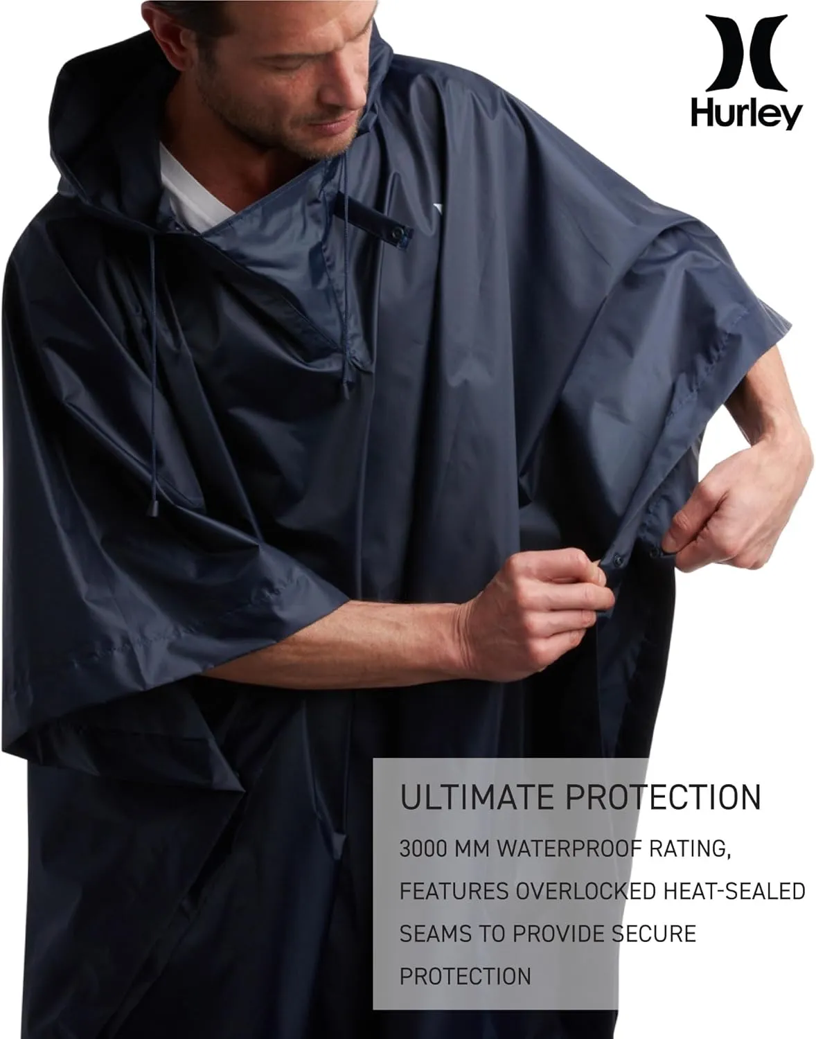 Hurley Ponchos Adult - Waterproof Rain Ponchos for Adults, Lightweight Packable Rain Poncho for Hiking, Camping & Emergency