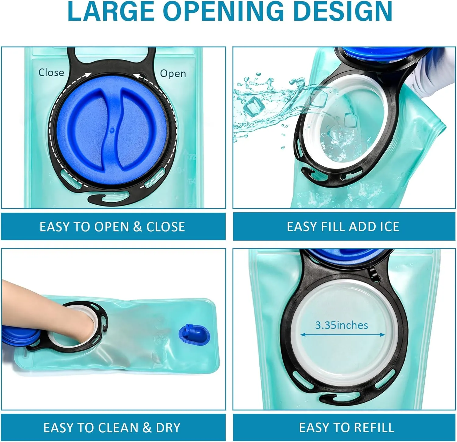 Hydration Water Bladder, Leak Proof Water Bladder for Hiking Backpack, BPA-Free Water Pouch Water Reservoir for Camping Cycling Running, 2Pack 1.5L 2L 3L