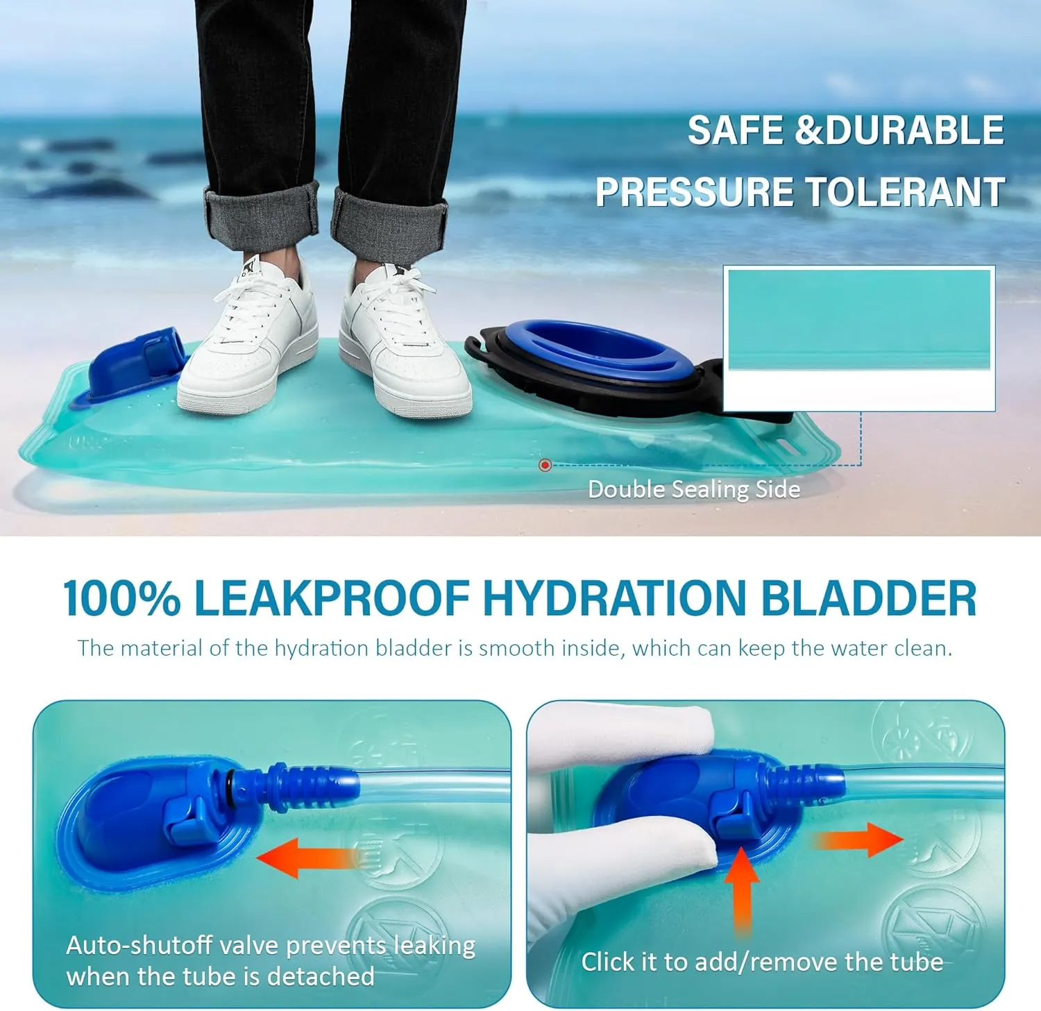 Hydration Water Bladder, Leak Proof Water Bladder for Hiking Backpack, BPA-Free Water Pouch Water Reservoir for Camping Cycling Running, 2Pack 1.5L 2L 3L