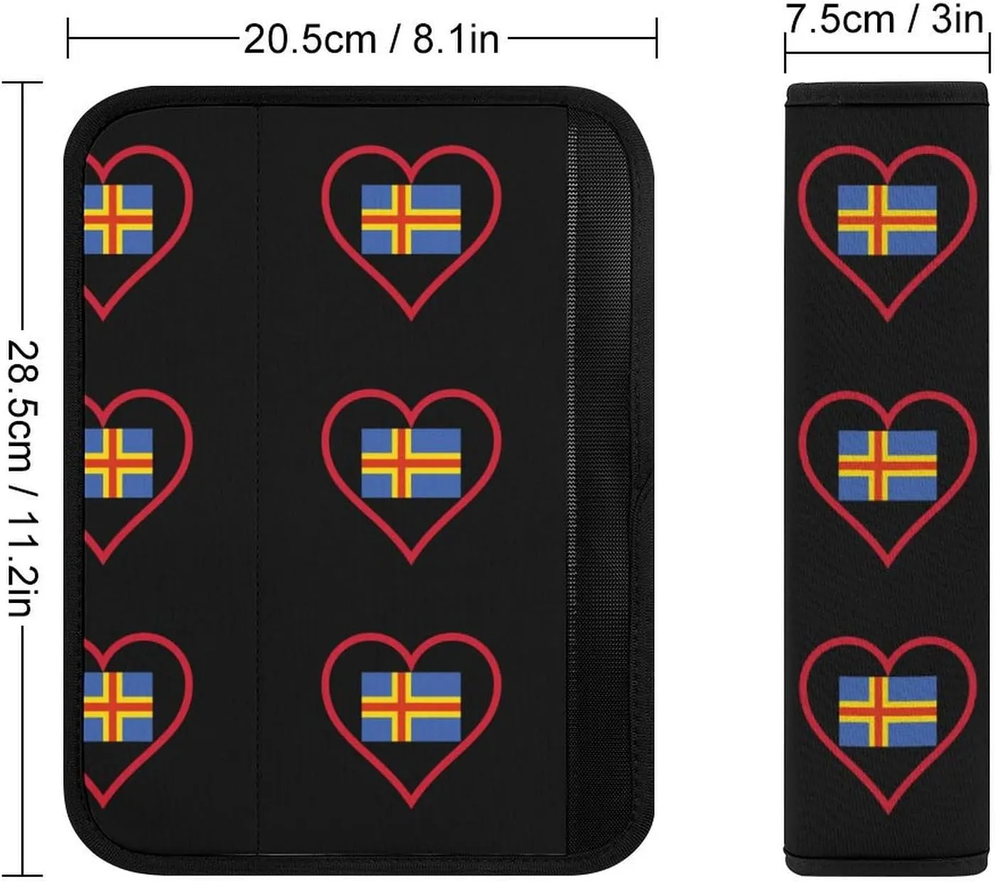 I Love Aland Island Red Heart Fashion Car Seat Belt Cover Pad for Shoulder Bag Camera Soft Comfort Accessories 1PCS