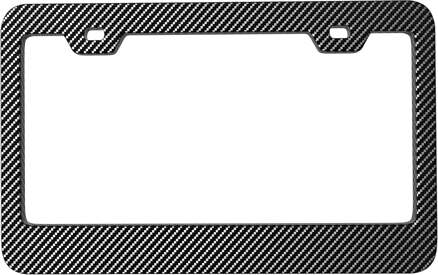 ICBEAMER Black Carbon Fiber License Plate Frame Tag Snap for All Vehicle Truck SUV Mini Van Front Rear [Pack of 1 pc]