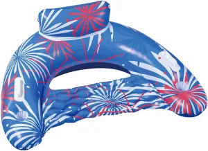 In The Swim Fireworks Fun Inflatable Sun Chair - Vibrant Pool Hammock - Comfortable Pillow Support - 2 Cup Holders - Durable Design