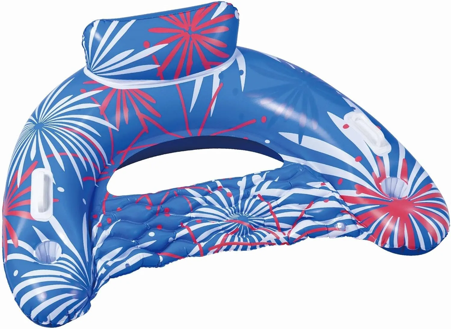 In The Swim Fireworks Fun Inflatable Sun Chair - Vibrant Pool Hammock - Comfortable Pillow Support - 2 Cup Holders - Durable Design