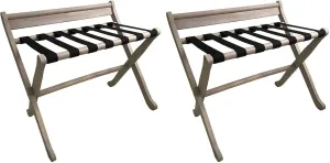 IOCCIOBB Luggage Rack 2 Pack Luggage Holders for Guest Room - Folding Suitcase Stand - Solid Wood Travel Bag Storage Shelf, Hotels Luggage Rack, Grey Suitcase Holder(80X46X62Cm)