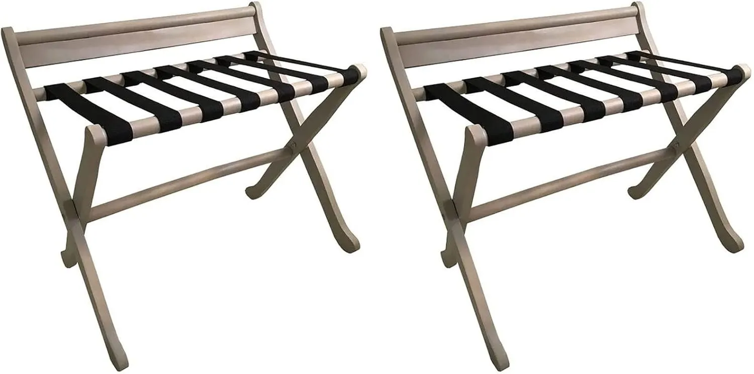 IOCCIOBB Luggage Rack 2 Pack Luggage Holders for Guest Room - Folding Suitcase Stand - Solid Wood Travel Bag Storage Shelf, Hotels Luggage Rack, Grey Suitcase Holder(80X46X62Cm)