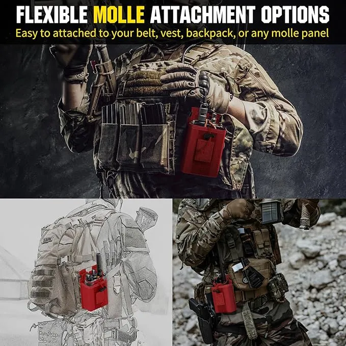 IronSeals 2 Pack Tactical Molle Adjustable Interphone Storage Bag Outdoor Sports Radio Pouch for Two Ways Walkie-talkie
