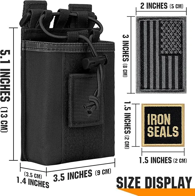 IronSeals 2 Pack Tactical Molle Adjustable Interphone Storage Bag Outdoor Sports Radio Pouch for Two Ways Walkie-talkie