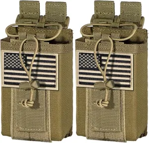 IronSeals 2 Pack Tactical Molle Adjustable Interphone Storage Bag Outdoor Sports Radio Pouch for Two Ways Walkie-talkie