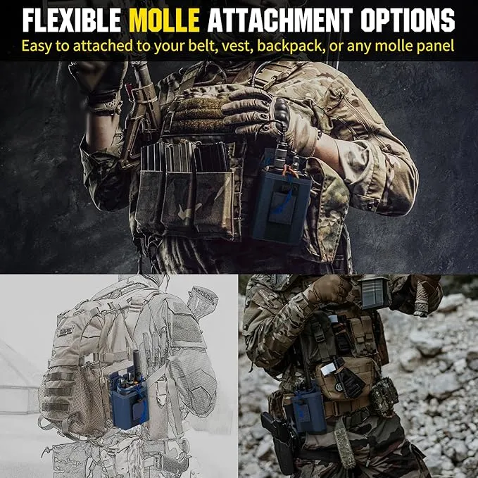 IronSeals 2 Pack Tactical Molle Adjustable Interphone Storage Bag Outdoor Sports Radio Pouch for Two Ways Walkie-talkie