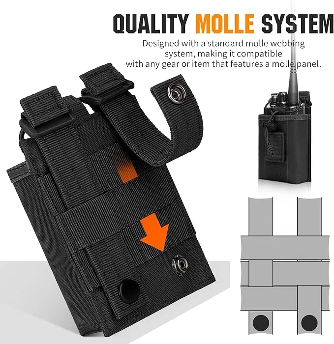 IronSeals 2 Pack Tactical Molle Adjustable Interphone Storage Bag Outdoor Sports Radio Pouch for Two Ways Walkie-talkie