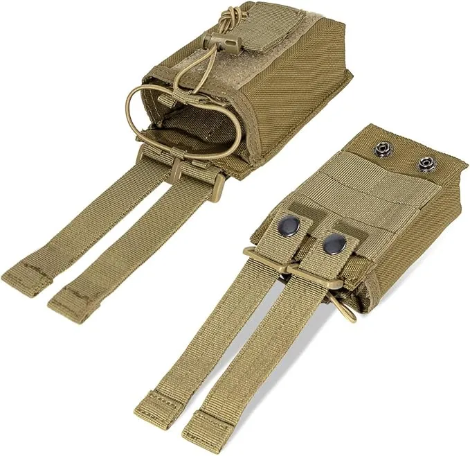 IronSeals 2 Pack Tactical Molle Adjustable Interphone Storage Bag Outdoor Sports Radio Pouch for Two Ways Walkie-talkie