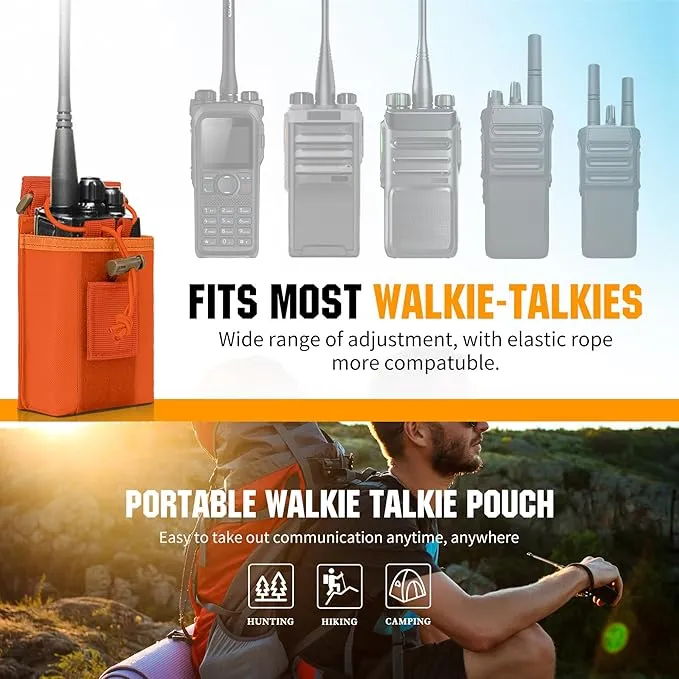 IronSeals 2 Pack Tactical Molle Adjustable Interphone Storage Bag Outdoor Sports Radio Pouch for Two Ways Walkie-talkie
