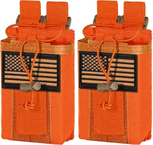 IronSeals 2 Pack Tactical Molle Adjustable Interphone Storage Bag Outdoor Sports Radio Pouch for Two Ways Walkie-talkie
