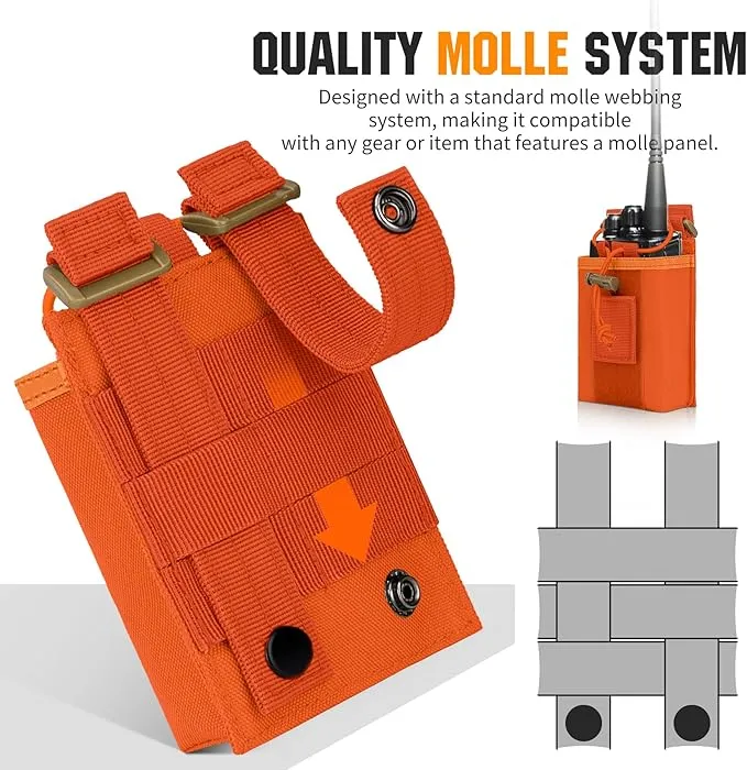 IronSeals 2 Pack Tactical Molle Adjustable Interphone Storage Bag Outdoor Sports Radio Pouch for Two Ways Walkie-talkie