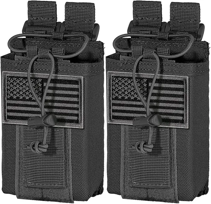 IronSeals 2 Pack Tactical Molle Adjustable Interphone Storage Bag Outdoor Sports Radio Pouch for Two Ways Walkie-talkie