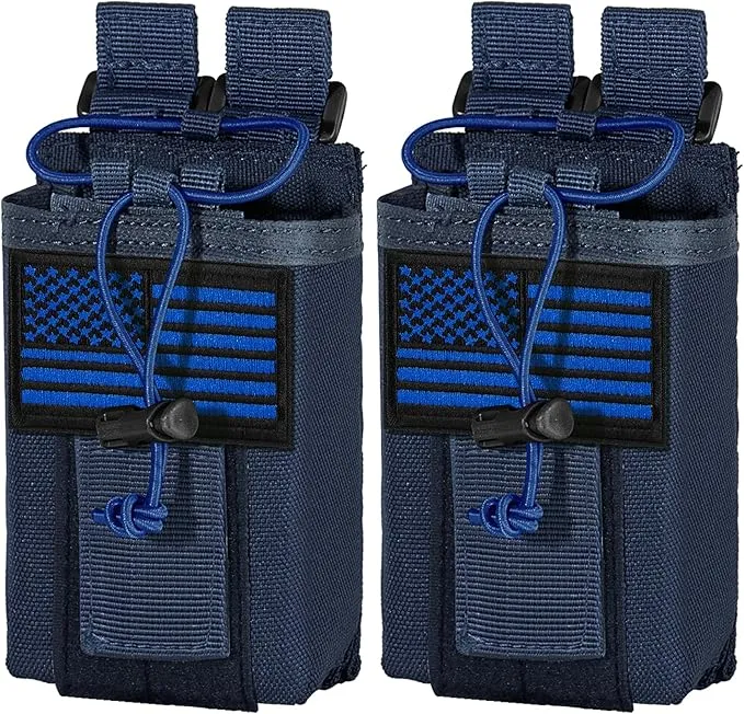 IronSeals 2 Pack Tactical Molle Adjustable Interphone Storage Bag Outdoor Sports Radio Pouch for Two Ways Walkie-talkie