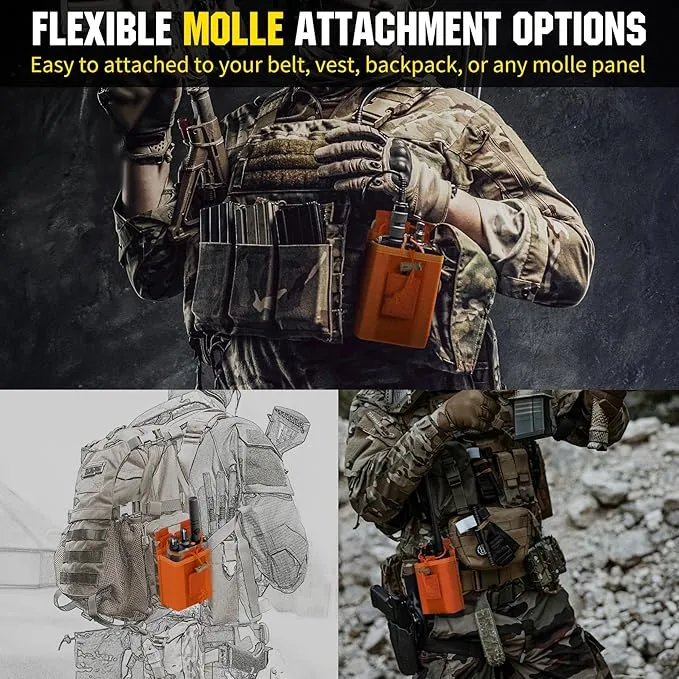 IronSeals 2 Pack Tactical Molle Adjustable Interphone Storage Bag Outdoor Sports Radio Pouch for Two Ways Walkie-talkie