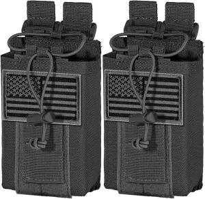 IronSeals 2 Pack Tactical Molle Adjustable Interphone Storage Bag Outdoor Sports Radio Pouch for Two Ways Walkie-talkie