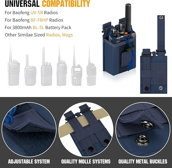 IronSeals 2 Pack Tactical Molle Adjustable Interphone Storage Bag Outdoor Sports Radio Pouch for Two Ways Walkie-talkie